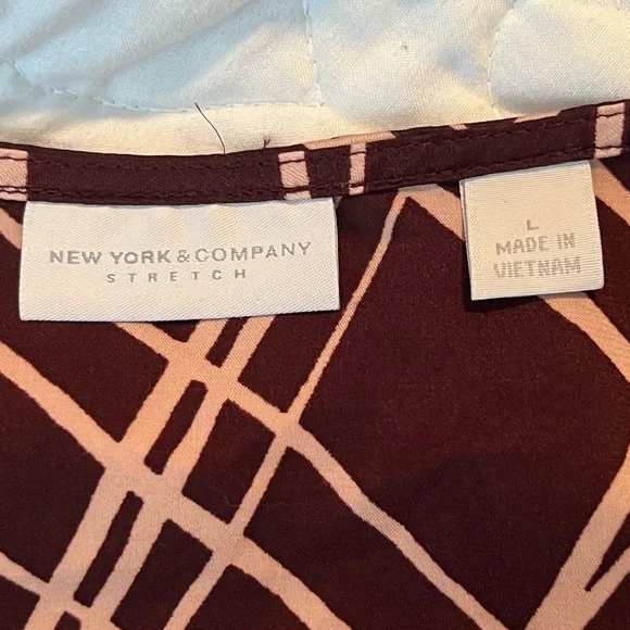 New York & Company maroon and cream Wrap Blouse - Picture 7 of 7